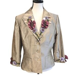 Floral Embellished Gold Blazer